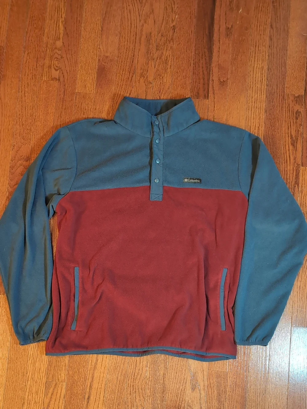 Columbia Sportswear Men’s Snap-Front Fleece Pullover Size XL Blue and Burgundy - Picture 1 of 5